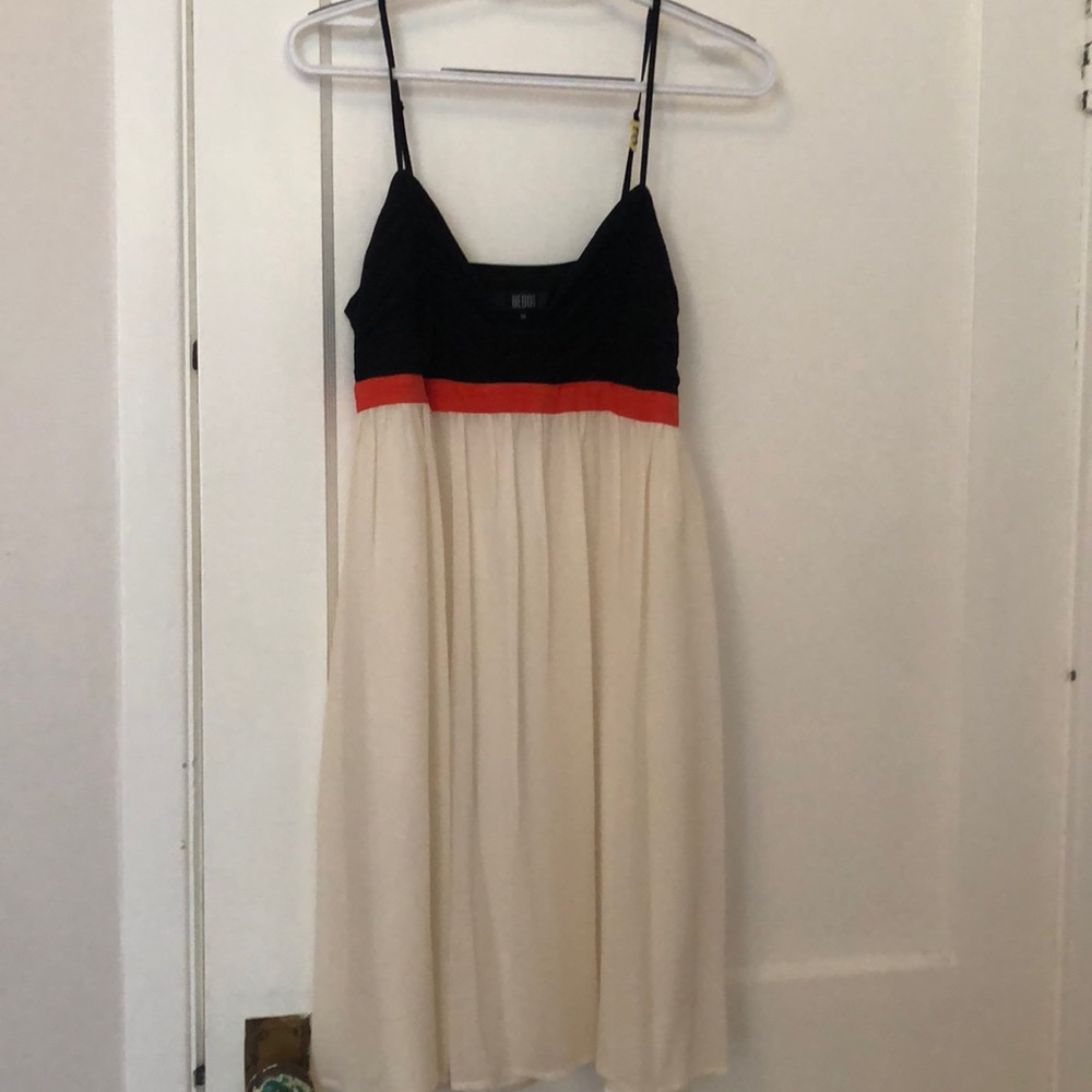Silk Babydoll Dress cream, coral and black